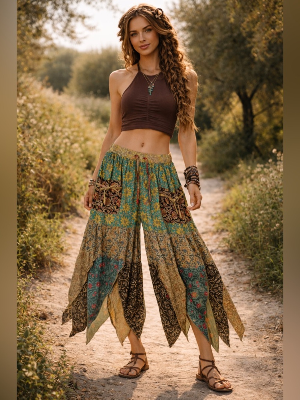 Hippie Forever Handmade Patchwork Handkerchief Pants Women SZ OS Enchanted Fairy